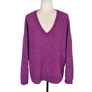 Lucky Brand plum fuzzy v-neck sweater